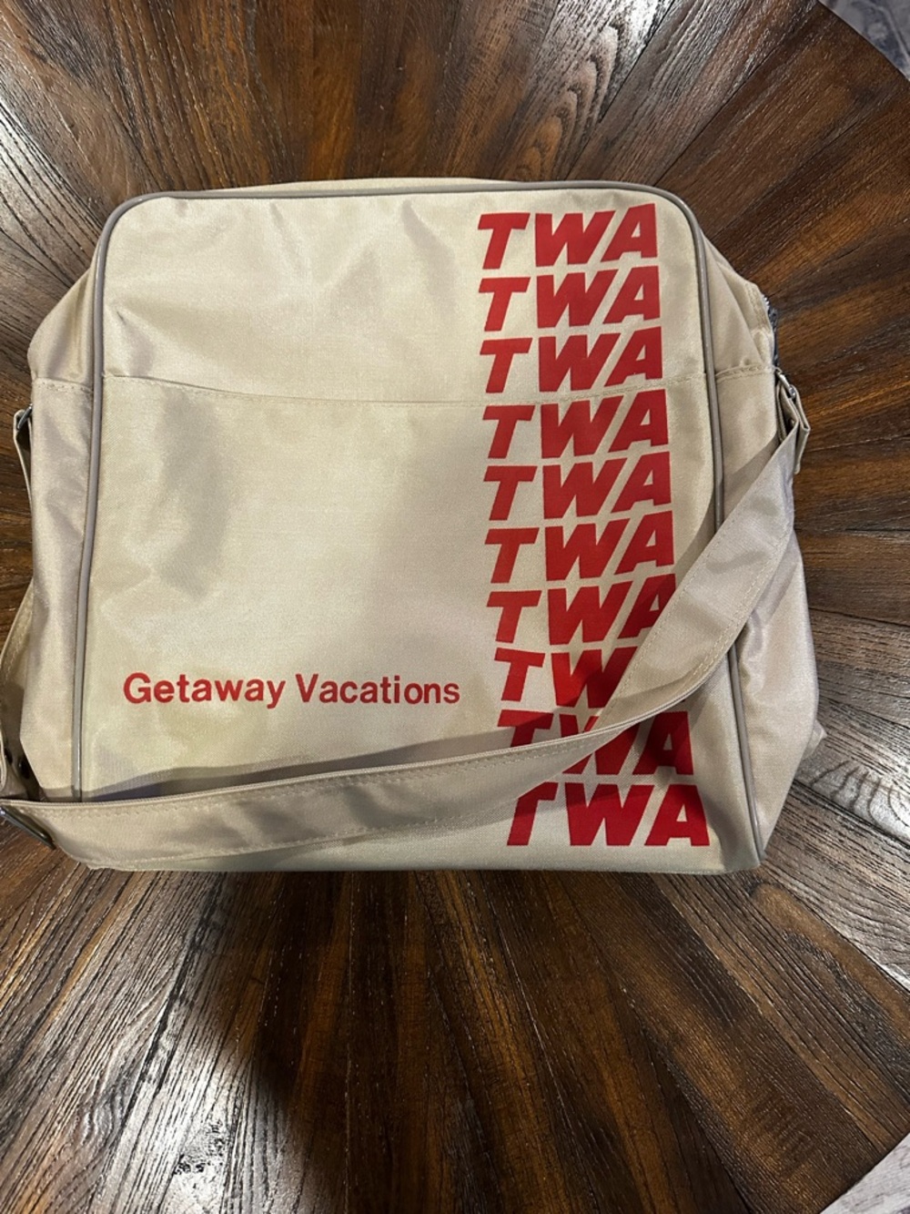 TWA Getaway Vacations Beige Travel Shoulder Bag